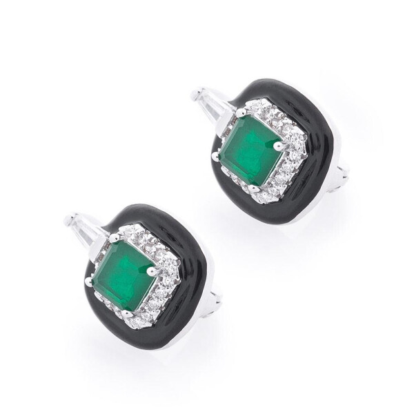 

Серебряные Серьги GS (эмаль, фианит, изумруд, кварц)