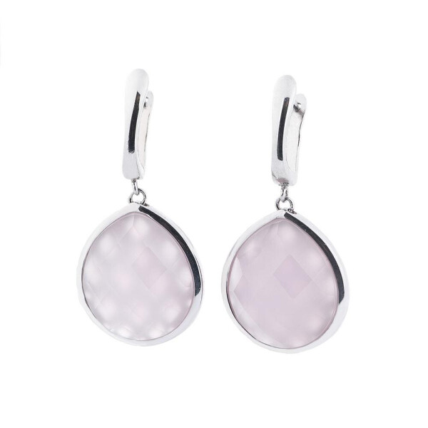 

Серебряные Серьги GS (кварц розовый)