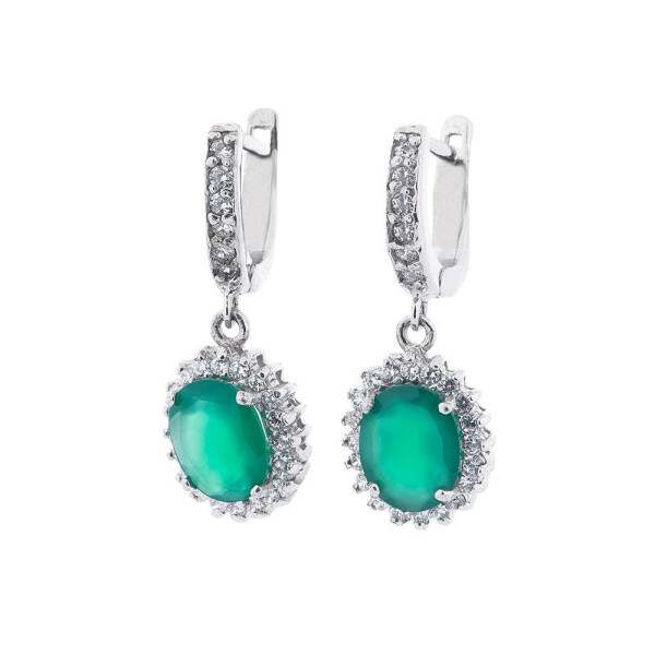 

Серебряные Серьги GS (хризопраз, фианиты)