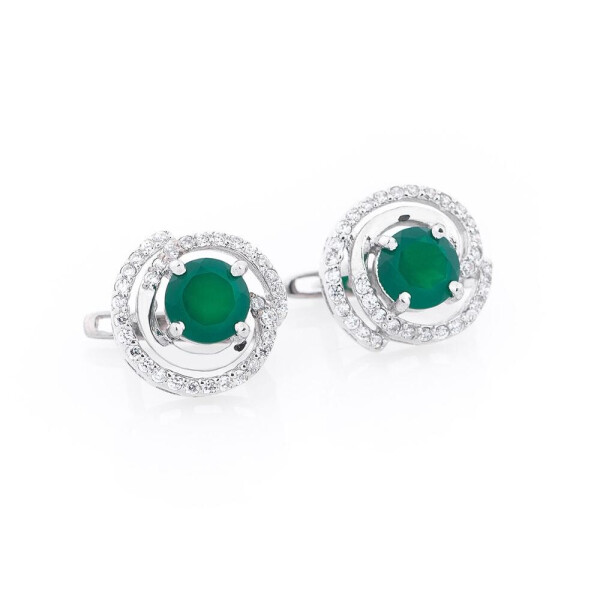 

Серебряные Серьги GS (хризопраз, фианиты)