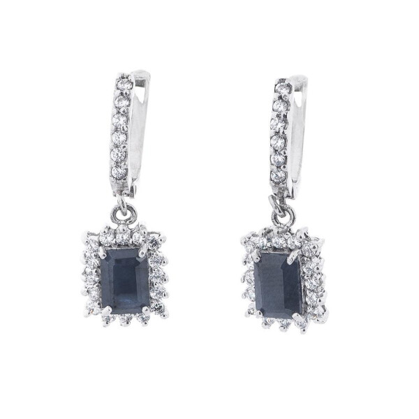 

Серебряные Серьги GS (сапфир синий, фианиты)