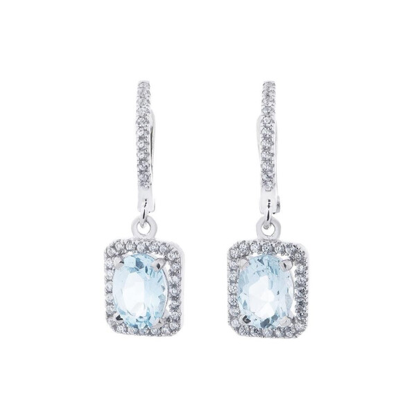 

Серебряные серьги GS с голубым топазом и фианитами