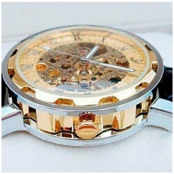 

Winner Мужские классические механические часы c автоподзаводом Winner Simple Gold 1106