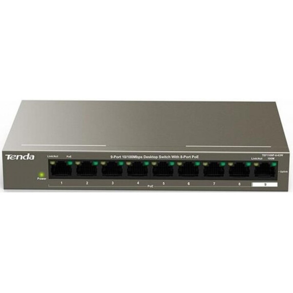 

Коммутатор сетевой TENDA TEF1109P-8-63W
