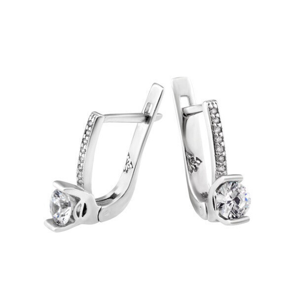 

Серьги серебряные GS с белым фианитом