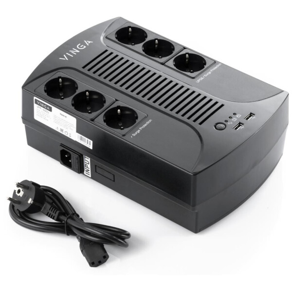 

Источник бесперебойного питания Vinga 600VA-PU, 2USB*5V /1A (VPP-600U)