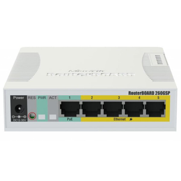 

Коммутатор сетевой Mikrotik RB260GSP (CSS106-1G-4P-1S)