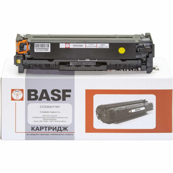 

Картридж BASF для HP CLJ CP2025/CM2320, Canon 718 Yellow (KT-CC532A)