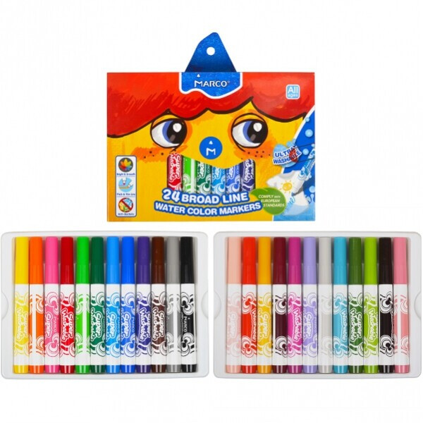 

Фломастеры Marco Super Washable Jumbo толстые 24 цвета (1632-24CB)