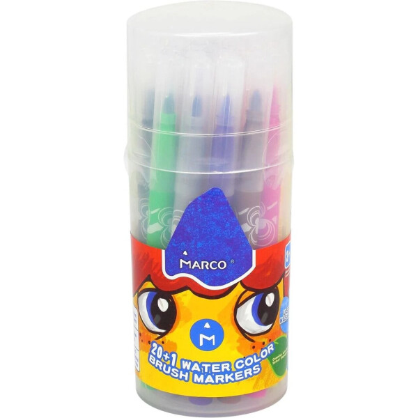 

Фломастеры-кисточка Marco Super Washable 21 цвет в тубусе (1633-21PD)