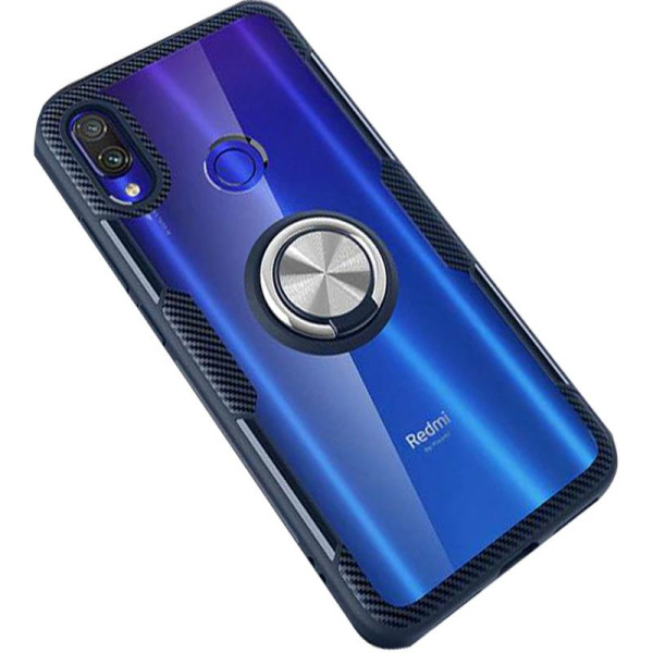 

TPU+PC Deen CrystalRing под магнитный держатель для Xiaomi Redmi 7 (Бесцветный / Темно-синий) (746681)