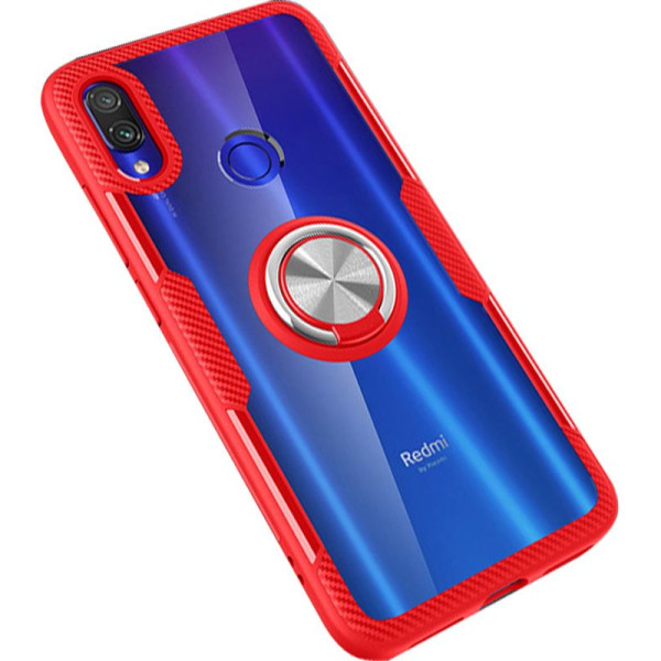 

TPU+PC Deen CrystalRing под магнитный держатель для Xiaomi Redmi Note 7 / Note 7 Pro / Note 7s (Бесцветный / Красный) (746687)