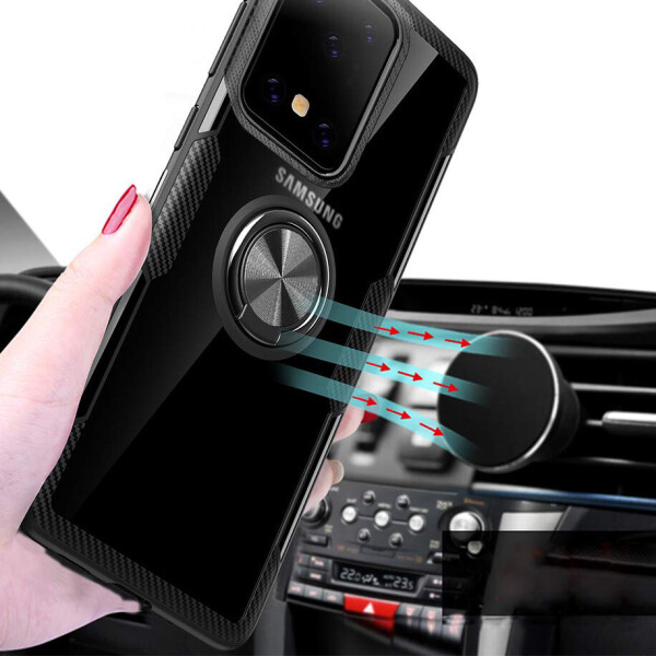 

TPU+PC чехол Deen CrystalRing под магнитный держатель для Samsung Galaxy S20 Ultra Бесцветный / Черный (121400)