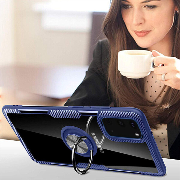 

TPU+PC чехол Deen CrystalRing под магнитный держатель для Samsung Galaxy S20 Бесцветный / Синий (121403)