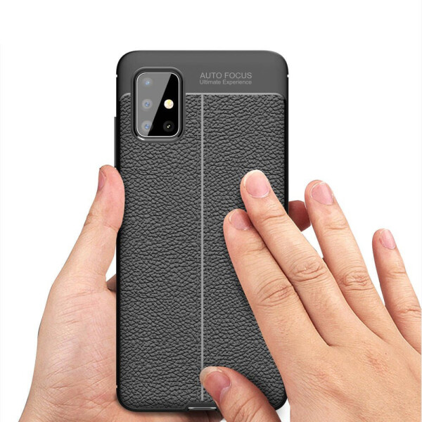 

TPU чехол фактурный (с имитацией кожи) для Samsung Galaxy A51 Черный (122711)