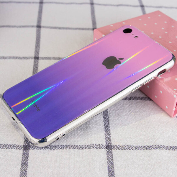 

TPU+Glass чехол Gradient Aurora с лого для Apple iPhone 7 / 8 (4.7") Розовый / Сиреневый (119597)