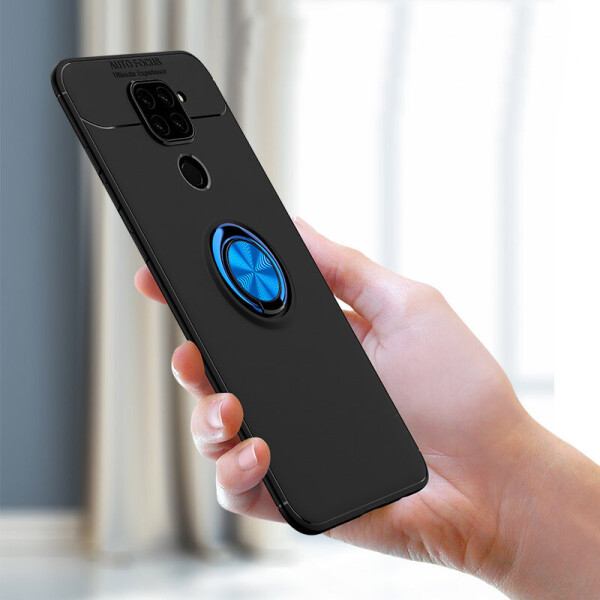 

TPU чехол Deen ColorRing под магнитный держатель (opp) для Xiaomi Redmi Note 9 Черный / Синий (134033)