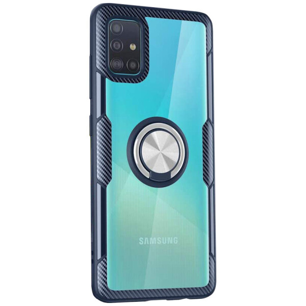 

TPU+PC чехол Deen CrystalRing for Magnet (opp) для Samsung Galaxy A51 Бесцветный / Темно-синий (127867)