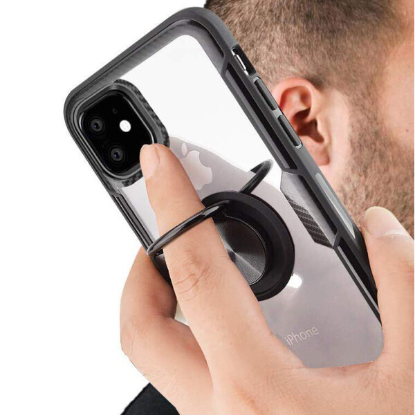 

TPU+PC чехол Deen CrystalRing for Magnet (opp) для Apple iPhone 11 (6.1") Бесцветный / Черный (127878)