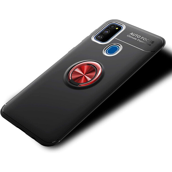 

TPU чехол Deen ColorRing под магнитный держатель (opp) для Samsung Galaxy M31 Черный / Красный (129341)