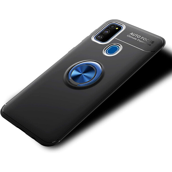 

TPU чехол Deen ColorRing под магнитный держатель (opp) для Samsung Galaxy M31 Черный / Синий (129342)