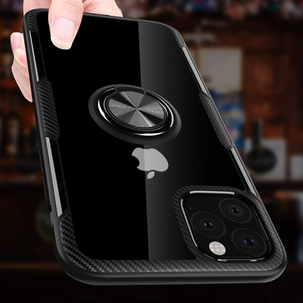 

TPU+PC чехол Deen CrystalRing for Magnet (opp) для Apple iPhone 11 Pro Max (6.5") Бесцветный / Черный (127858)