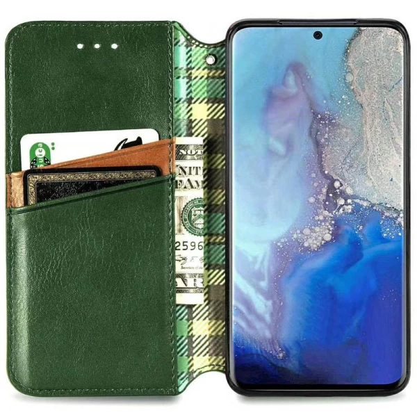 

Кожаный чехол книжка GETMAN Cubic (PU) для Xiaomi Redmi Note 9 Зеленый (133535)