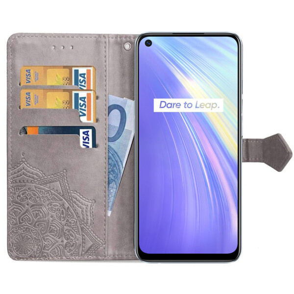 

Кожаный чехол (книжка) Art Case с визитницей для Realme 6 Серый (127815)
