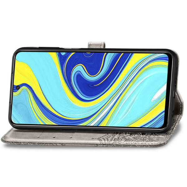 

Кожаный чехол (книжка) Art Case с визитницей для Xiaomi Redmi Note 9 Серый (133518)