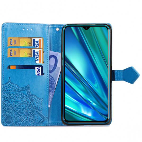 

Кожаный чехол (книжка) Art Case с визитницей для Realme 5 Pro Синий (128717)