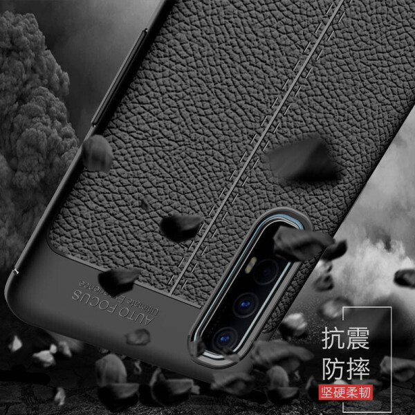 

TPU чехол фактурный (с имитацией кожи) для Oppo Reno 3 Pro Черный (134314)