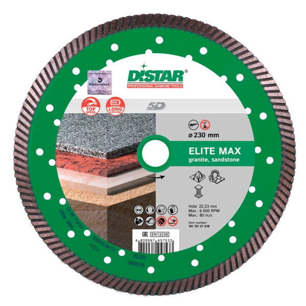 

Алмазный диск Distar по камню Turbo Elite Max 232x2,5x12x70+8 (10170127019)