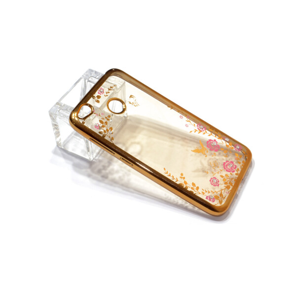 

Чехол для Xiaomi Redmi 4X Цветы и стразы Gold