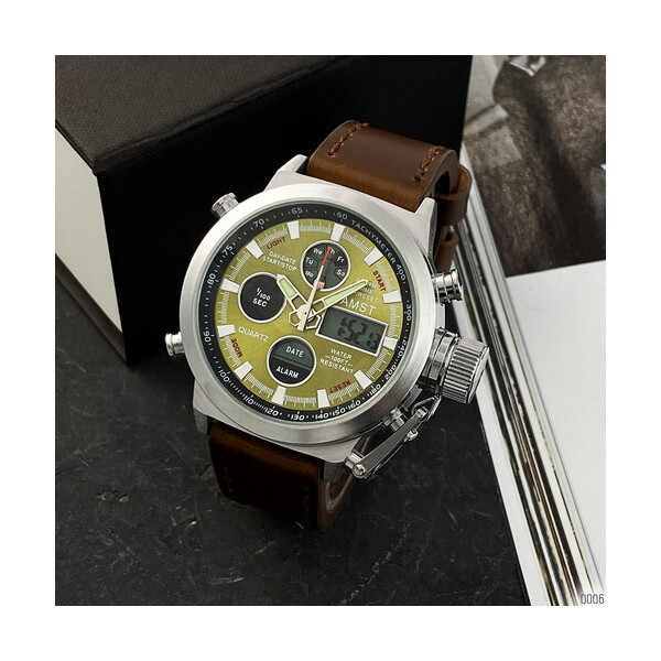 

Часы AMST 3003 Silver-Green Brown Wristband