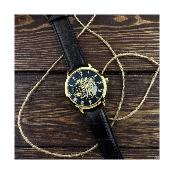 

Часы Forsining 8099 Black-Gold-Black