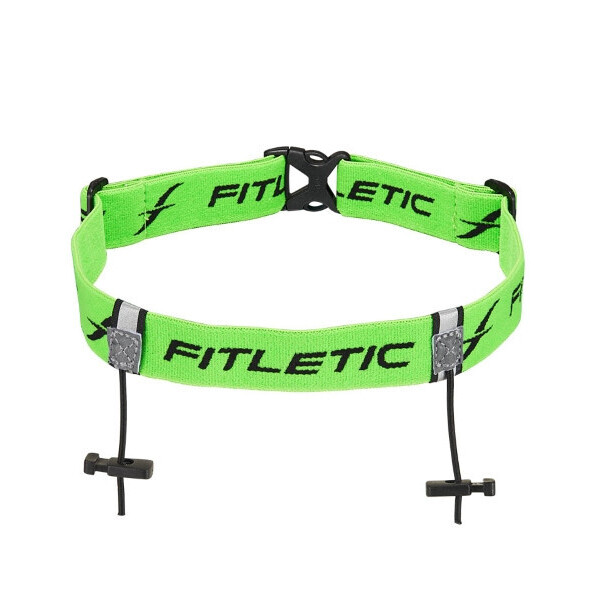 

Беговой ремень с держателями для номера и рефлекторами Fitletic Race I Number Belt (салатовый\черный)