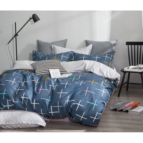 

Постельное белье CottonTwill Сатин Крестики, геометрия Синий 1.5-спальный 145x215 см