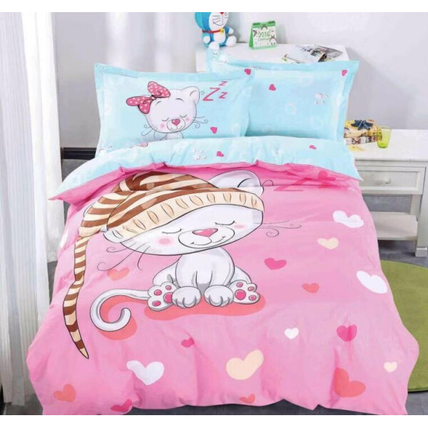 

Постельное белье CottonTwill Сатин Мурлыка 1-спальный Розовый 145x215 см