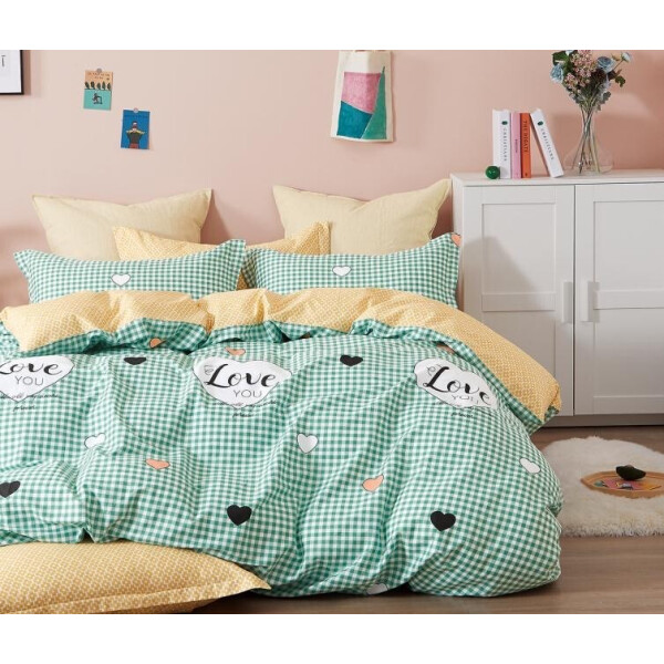 

Постельное белье CottonTwill Сатин Сердечки и клеточки Мятный 1-спальный 145x215 см