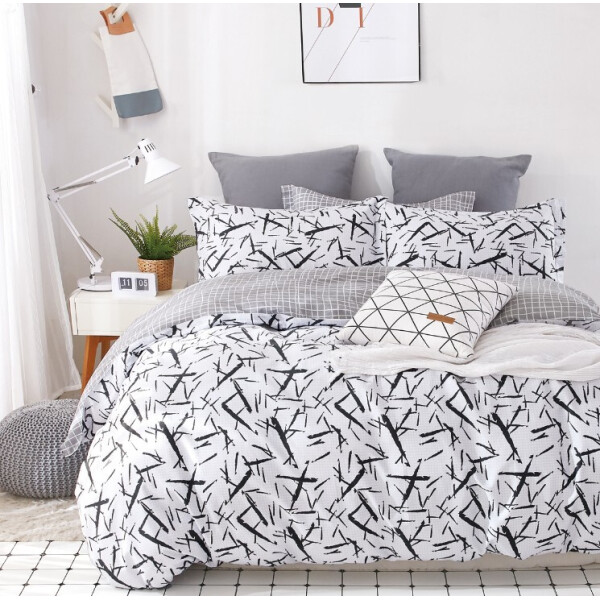

Постельное белье CottonTwill Сатин Монохром Семейный Черно-белое 2 х 145х215 см