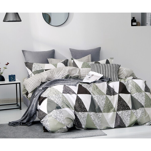 

Постельное белье CottonTwill Сатин Нью Йорк, треугольники серые 2-спальный 175x215 см