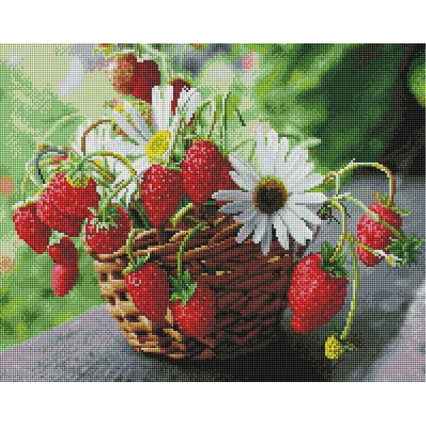 

Алмазная мозаика - Корзина ромашек с клубникой 40*50 см