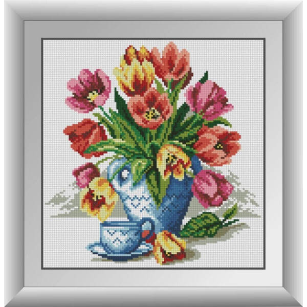 

Тюльпаны в вазе. Dream Art. Набор алмазной живописи 30*31 см
