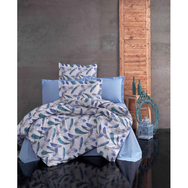 

Постельное белье CottonTwill Ранфорс Бодрум, голубые перья Турция Детский 147x112 см