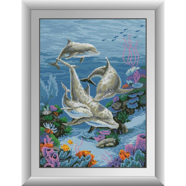 

Семья дельфинов. Dream Art. Набор алмазной живописи 35*49 см