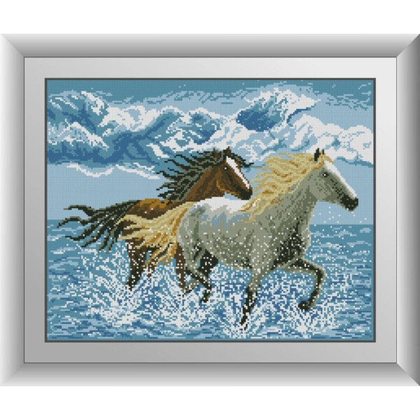 

Бегущие по волнам лошади. Dream Art. Набор алмазной живописи 40*50 см