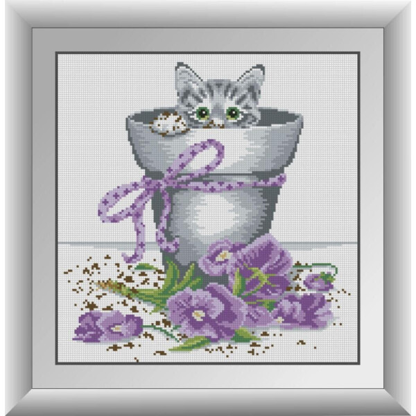 

Котенок в цветочном горшке. Dream Art. Набор алмазной живописи 35*36 см