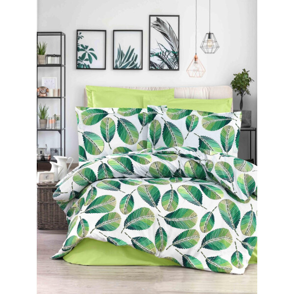 

Постельное белье CottonTwill Ранфорс Сиде, листья пальмы зелёные Турция Семейный 2 х 145х215 см