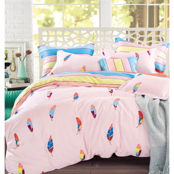 

Постельное белье CottonTwill Пёрышки 1.5-спальный Розовый 145x215 см