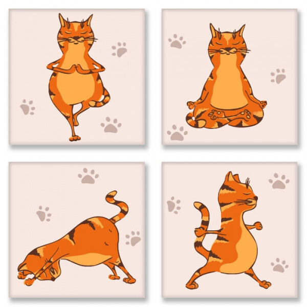 

Набор для росписи по номерам "полиптих" - "Yoga-cat"